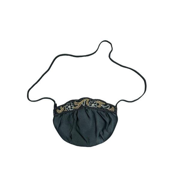 Beaded Black Evening Crossbody Bag With Gold Silver Embellishments - Picture 2 of 10